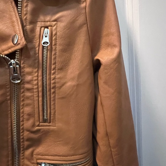 Chocolate USA Tan Faux Leather Moto Jacket – Size M - Picture 5 of 11